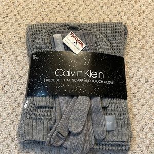 Calvin Klein hat scarf and touch glove set